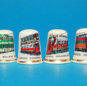SPECIAL-OFFER-Blackpool-Vintage-Trams-Set-Of-4-Thimbles-B70-154013236307